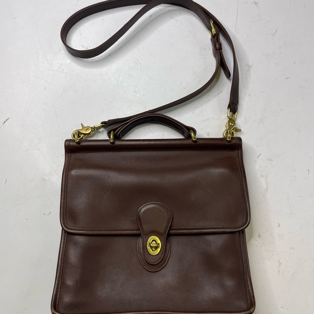 Coach Willis Brown Leather Satchel with Gold Accents vintage turn lock